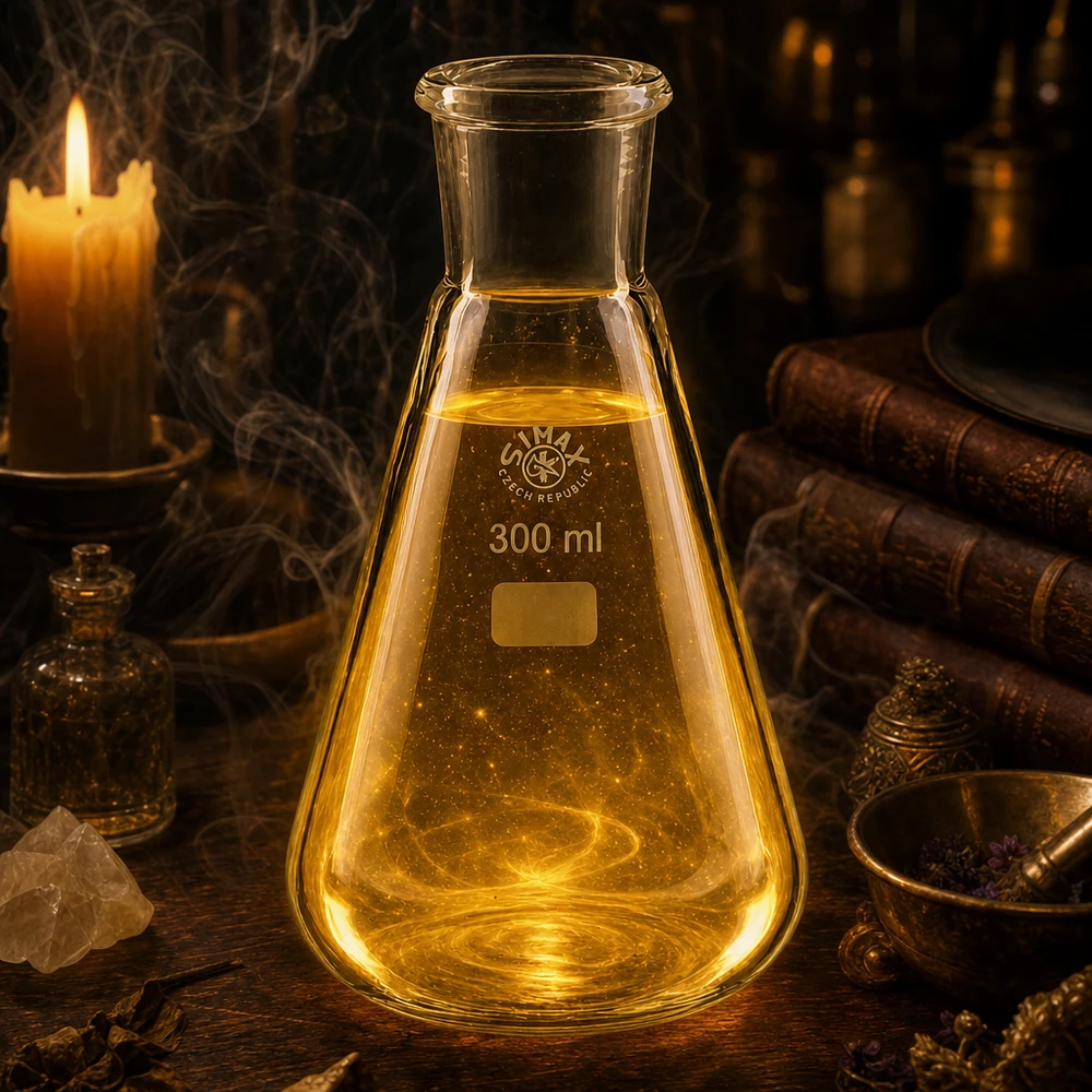 Erlenmeyerkolben 300ml in atmosphärischer Laborumgebung mit Normschliff 29/32