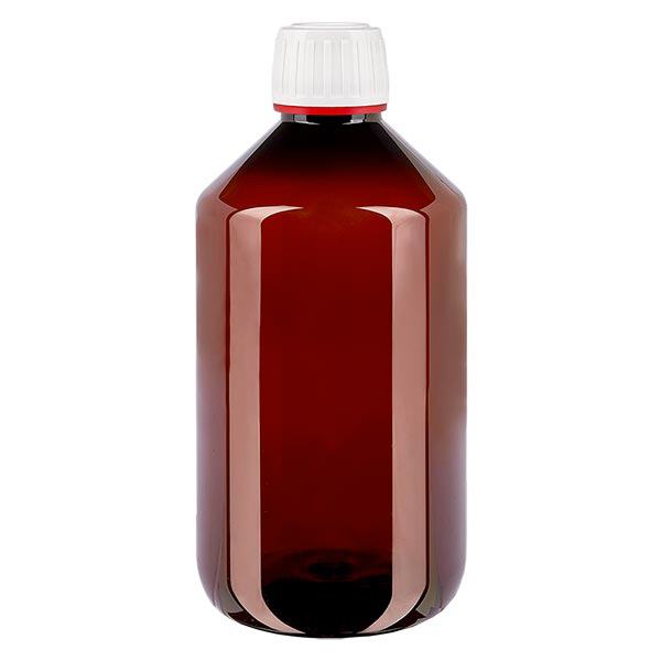 PET Flasche 500ml mit weißem Originalitätsverschluss fein geriffelt PET Flasche 500ml mit weißem Originalitätsverschluss fein geriffelt
