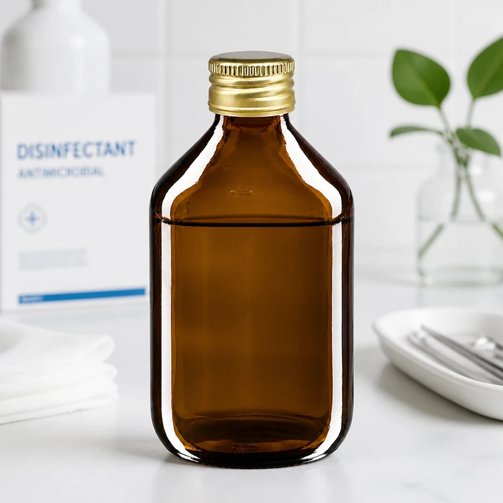 300ml Medizinflasche braun, mit Verschluss gold Aluminium ApoGlas