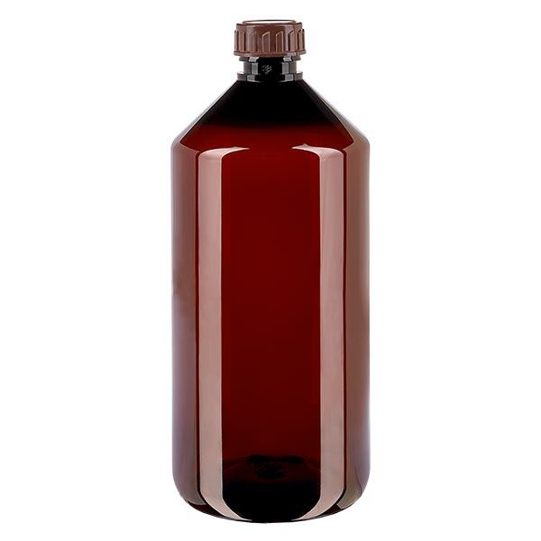 PET Flasche 1000ml mit braunem Verschluss Standard PET Flasche 1000ml mit braunem Verschluss Standard