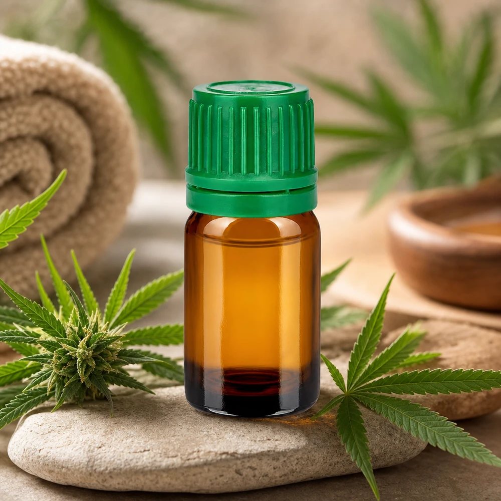 Handliche 5ml Braunglasflasche mit rutschfestem grünem Verschluss für den täglichen Gebrauch
