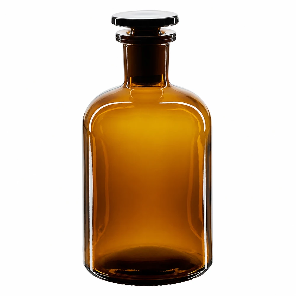 Rundschulterfl. 250ml braun Enghals Glasstopfen Amber-Glasflasche 250ml schmal Enghals mit Glasstopfen für chemische und pharmazeutische Nutzung