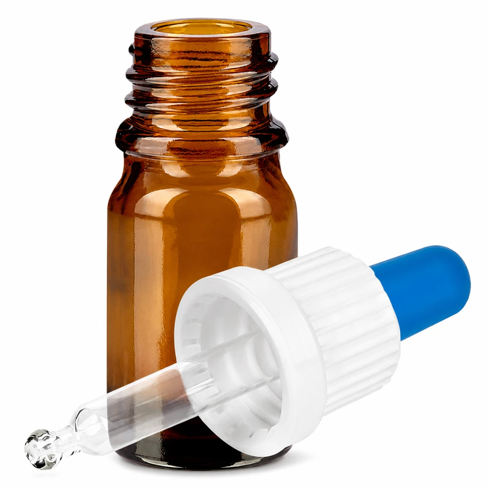 5ml Pipettenflasche weiß/blau Originalitätsverschluss BrownLine UT18/5 Professionelle 5ml Dosierflasche BrownLine mit auslaufsicherem Verschluss für ätherische Öle