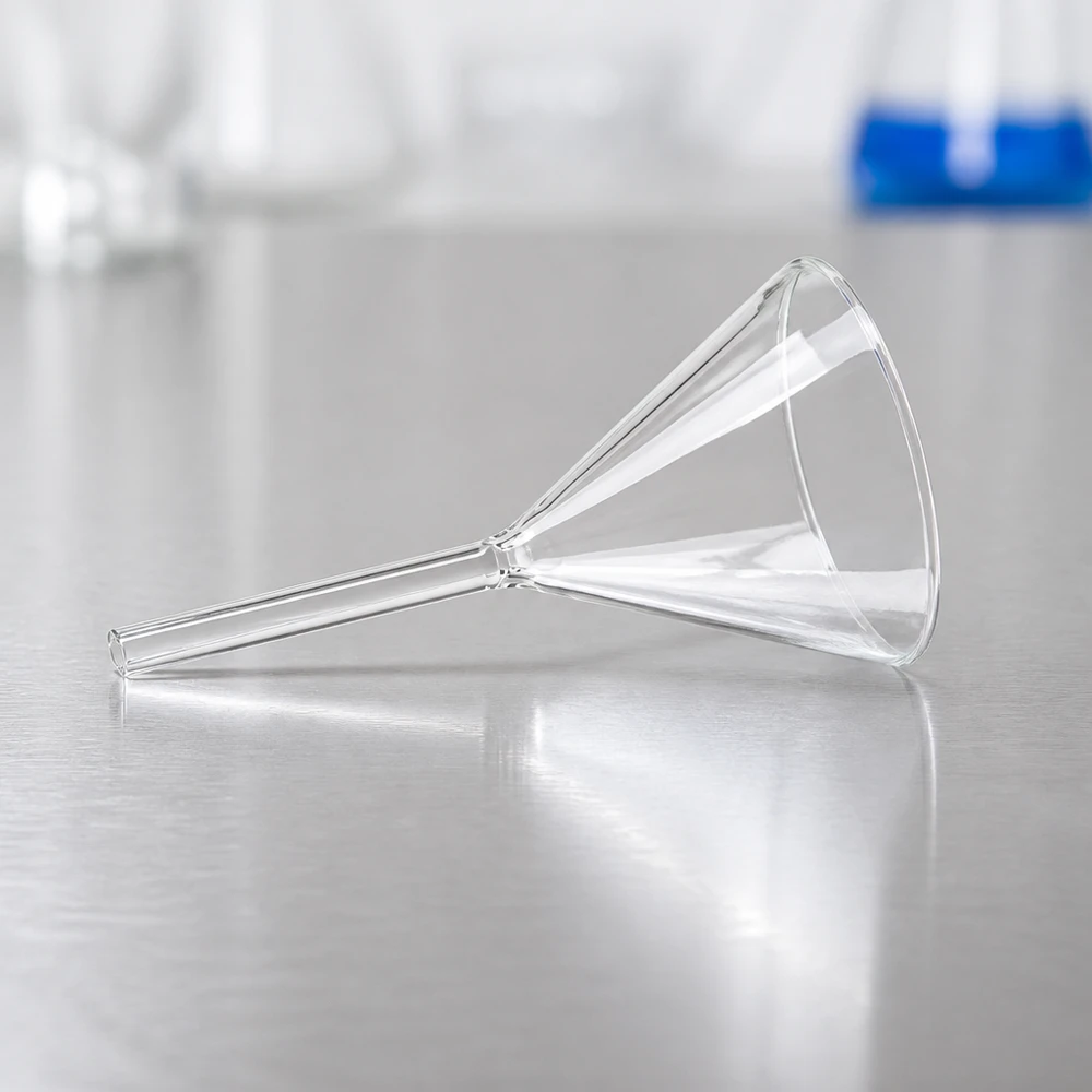 Trichter ø80mm Kalk-Soda, Winkel 60°, Kurzstil Ergonomischer Labortrichter mit handlichem Kurzstiel für komfortable Einhandbedienung