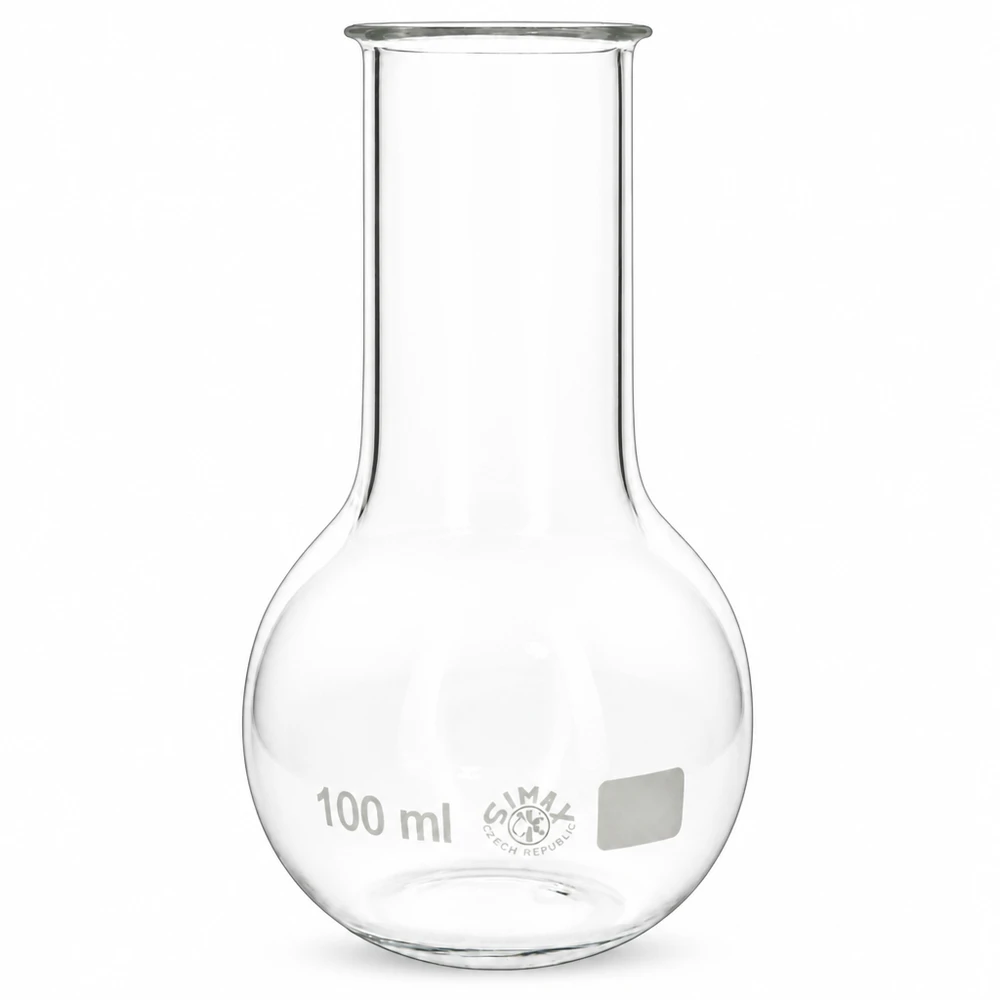Stehkolben 100ml Weithals Bauchiger Glaskolben 100ml mit stabilem Stand für sichere Aufbewahrung von Chemikalien