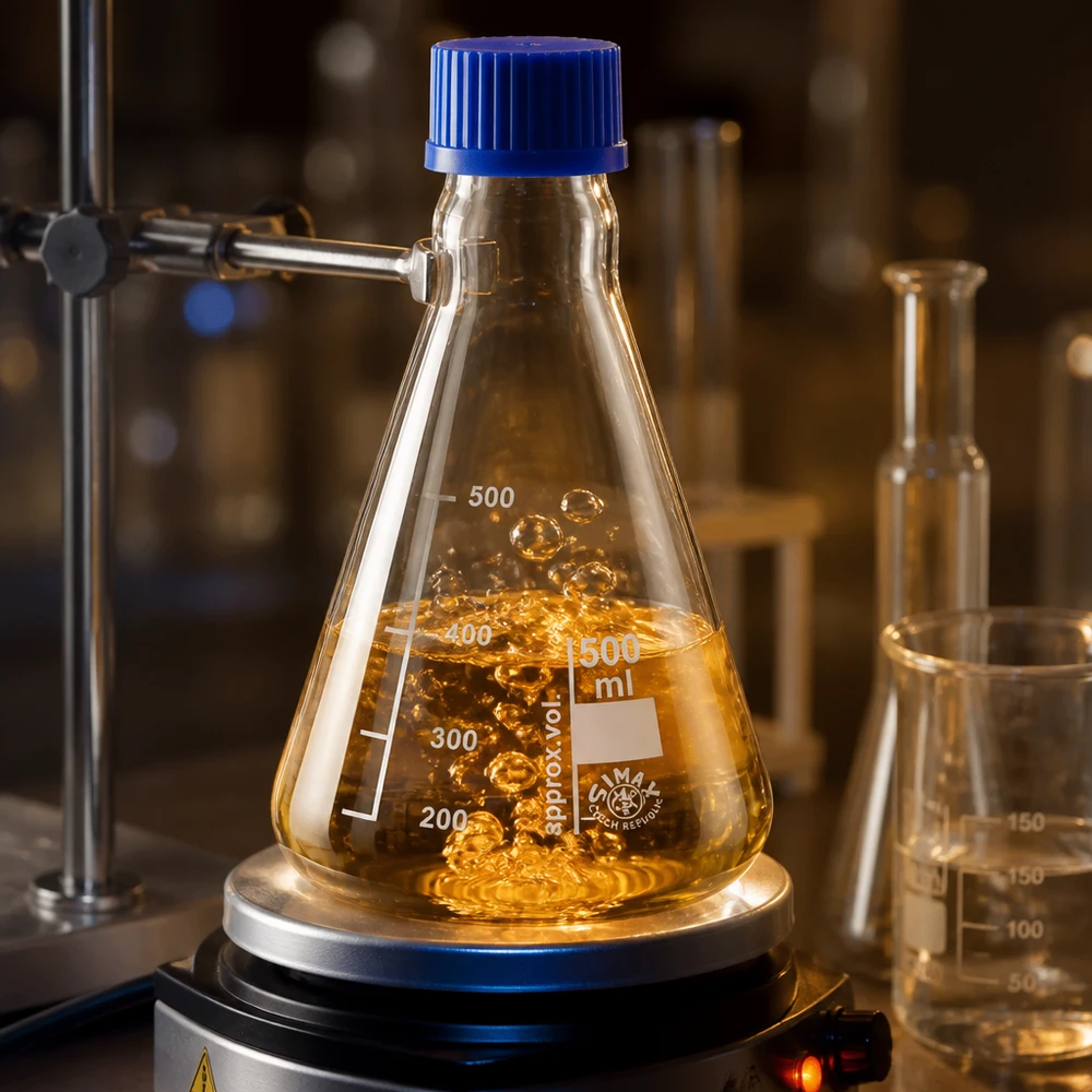 Erlenmeyerkolben 500ml mit Schraubkappe Erlenmeyerkolben 500ml mit seitlichem Ausguss und chemikalienbeständiger Oberfläche