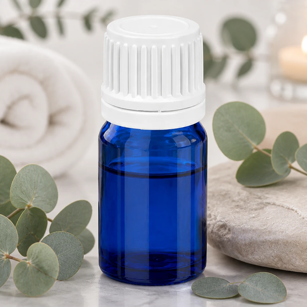 Handliche 5ml Glasflasche in Kobaltblau mit versiegeltem Verschluss für Reisen