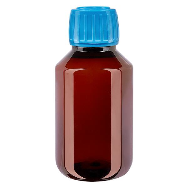 PET Flasche 100ml mit blauem Verschluss Originalitätsverschluss PET Flasche 100ml mit blauem Verschluss Originalitätsverschluss