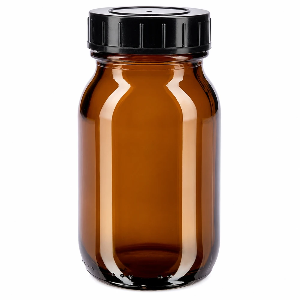 100ml Weithalsflasche Braunglas mit Schraubdeckel Lichtschutz-Glasflasche 100ml in Braun mit weitem Hals für einfache Befüllung