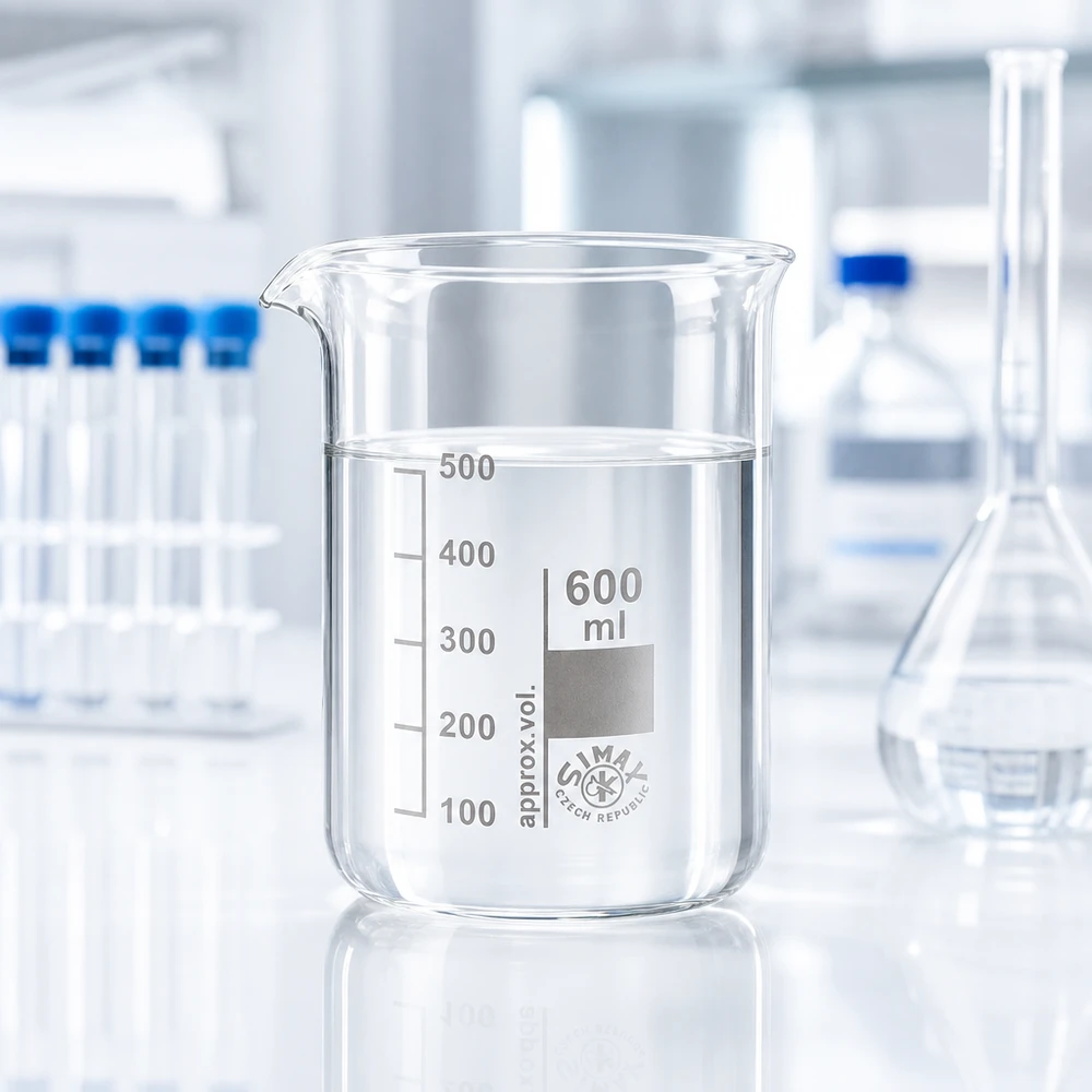 Klares Messglas 600ml niedrige Form mit ergonomischem Design für einfache Handhabung
