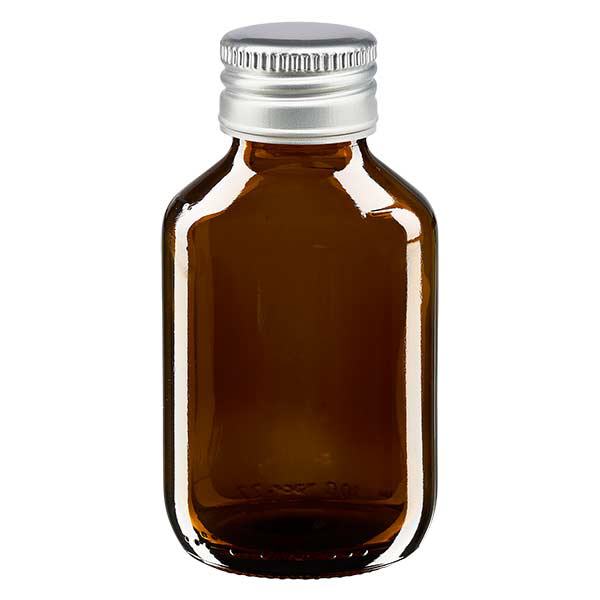 100ml Medizinflasche braun, mit Verschluss silber Aluminium ApoGlas