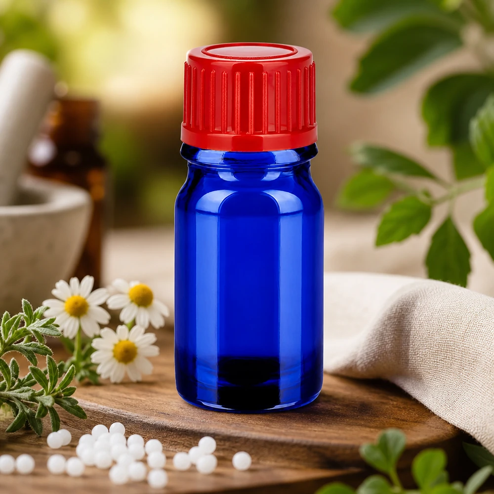 Ergonomische 5ml Glasflasche mit griffigem roten 11mm Schraubverschluss für einfache Handhabung
