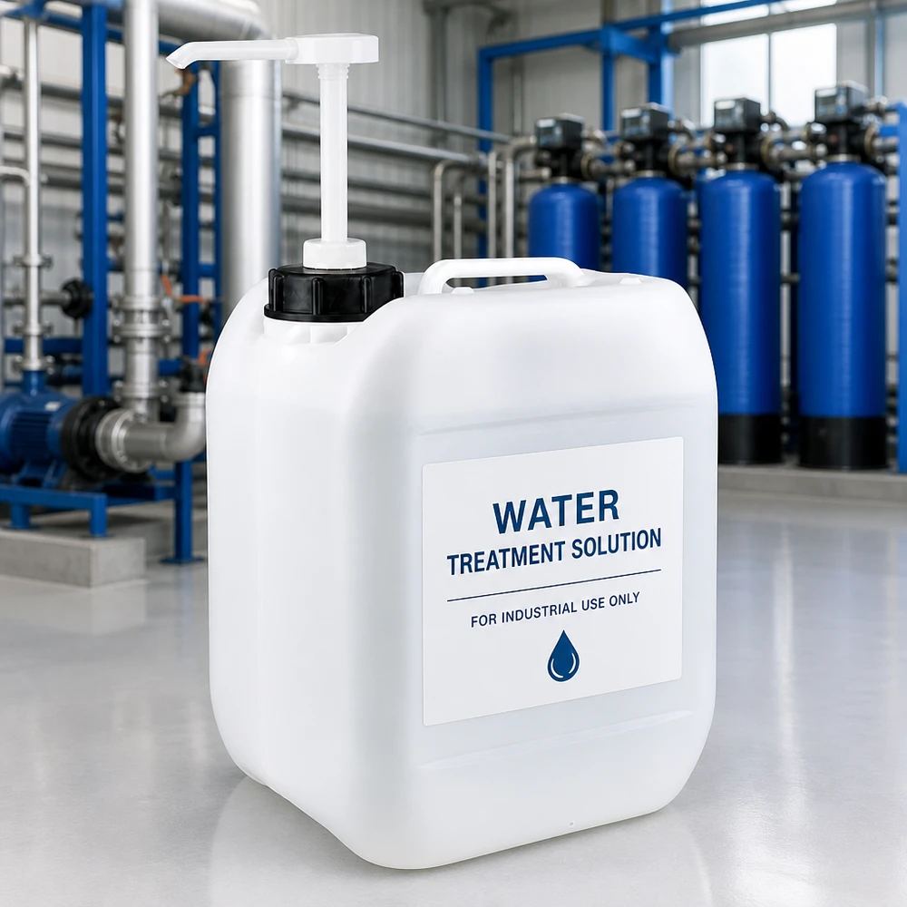 Tragbarer 5 Liter Industriekanister mit Griff und Dosierpumpe für gewerbliche Wasserbehandlung