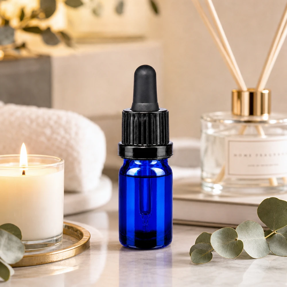 5ml Pipettenflasche schwarz Originalitätsverschluss BlueLine UT18/5 Praktische Dropper-Flasche 5ml in Blau für DIY-Kosmetik OV BlueLine UT18/5