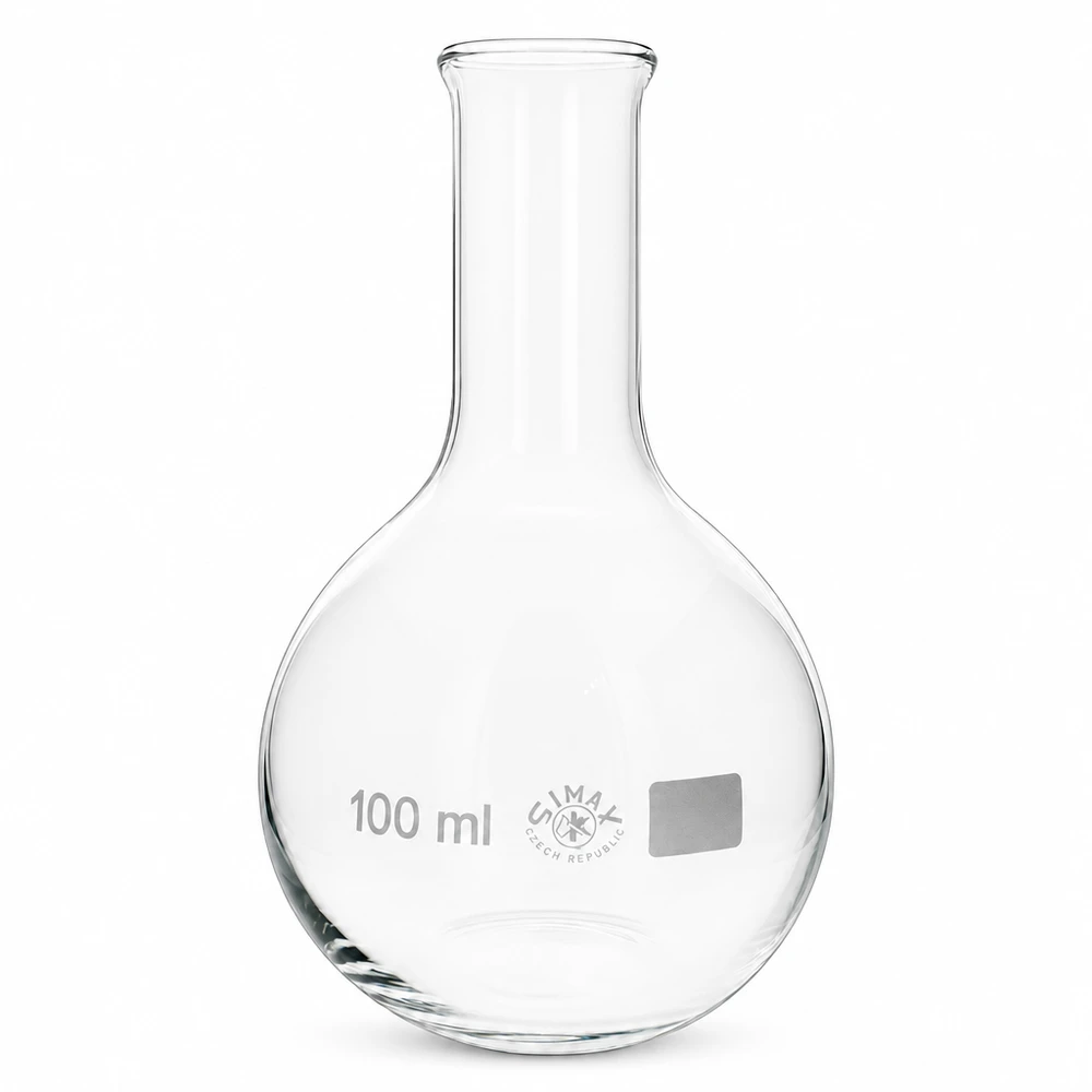 Rundbodenkolben 100ml transparent mit schlankem Hals für professionelle Analytik