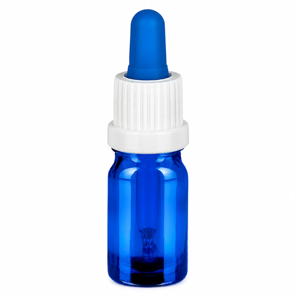 Professionelle Laborflasche 5ml blau mit Tropfpipette für genaue Flüssigkeitsdosierung