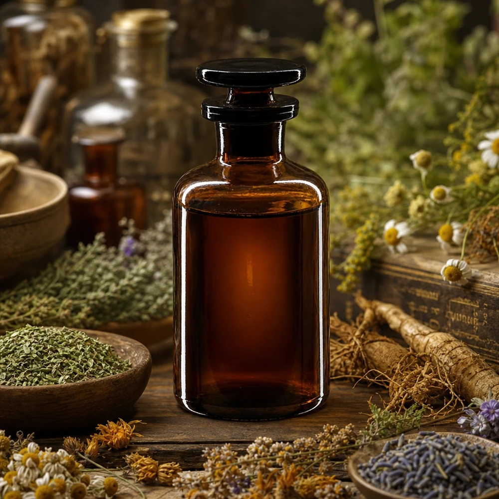 Antike Aufbewahrungsflasche 50ml Braunglas Enghals für homöopathische Präparate Kräuter