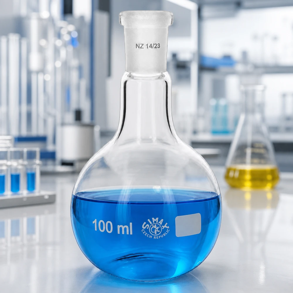Stehkolben 100ml mit Normschliff (14/23) Chemiekolben 100ml mit ergonomischem Design und standardisiertem Schliffanschluss