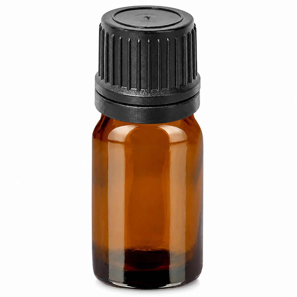 Hochwertige 5ml Tropfflasche aus braunem Glas mit kindersicherem schwarzem Verschluss