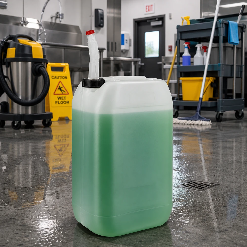 Kanister 15L mit Auslaufrohr Flex für professionellen Reinigungseinsatz in Großküche