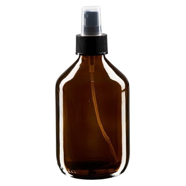 300ml Medizinflasche braun, Pumpzerstäuber schwarz ApoGlas 300ml Medizinflasche braun, Pumpzerstäuber schwarz ApoGlas