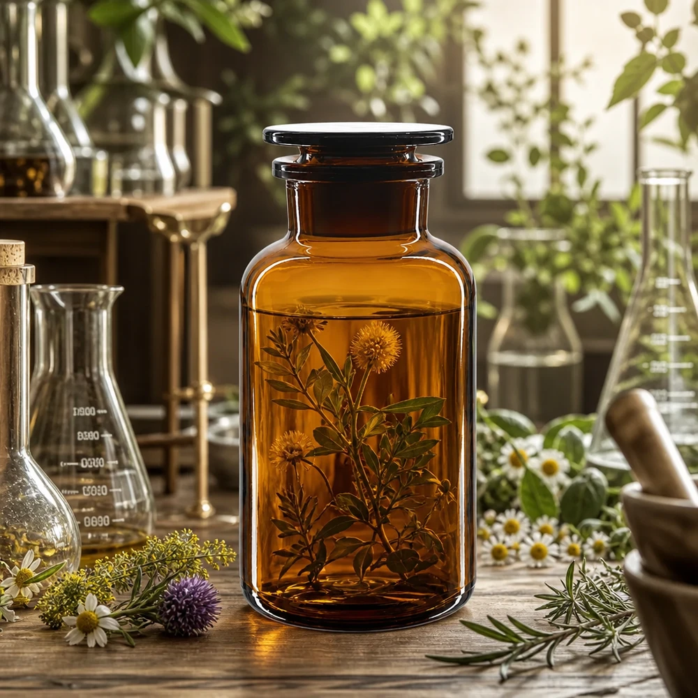 Chemikalienflasche 500ml braun Weithals mit Glasstopfen für empfindliche Substanzen