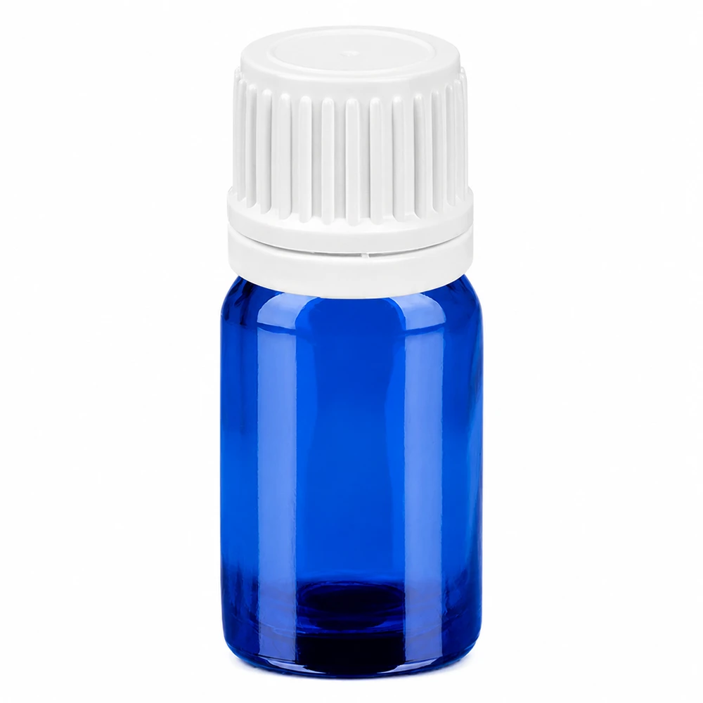 Hochwertige 5ml Glasflasche blau mit weißem Verschluss für professionelle Anwendung