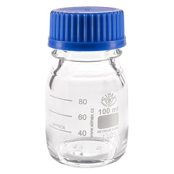 Laborgewindeflasche 100ml mit Kappe, Borosilikat Laborgewindeflasche 100ml mit Kappe, Borosilikat