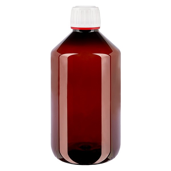 PET Flasche 500ml mit weiß/rotem Verschluss Originalitätsverschluss PET Flasche 500ml mit weiß/rotem Verschluss Originalitätsverschluss