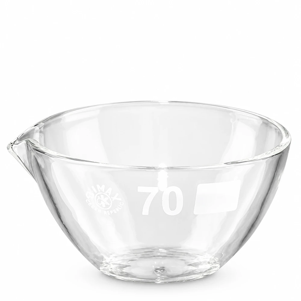 60ml Abdampfschale mit Ausguss Borosilikat ø70mm Kompakte 60ml Glasschale mit Schnabel zum Abdampfen und Eindampfen von Flüssigkeiten
