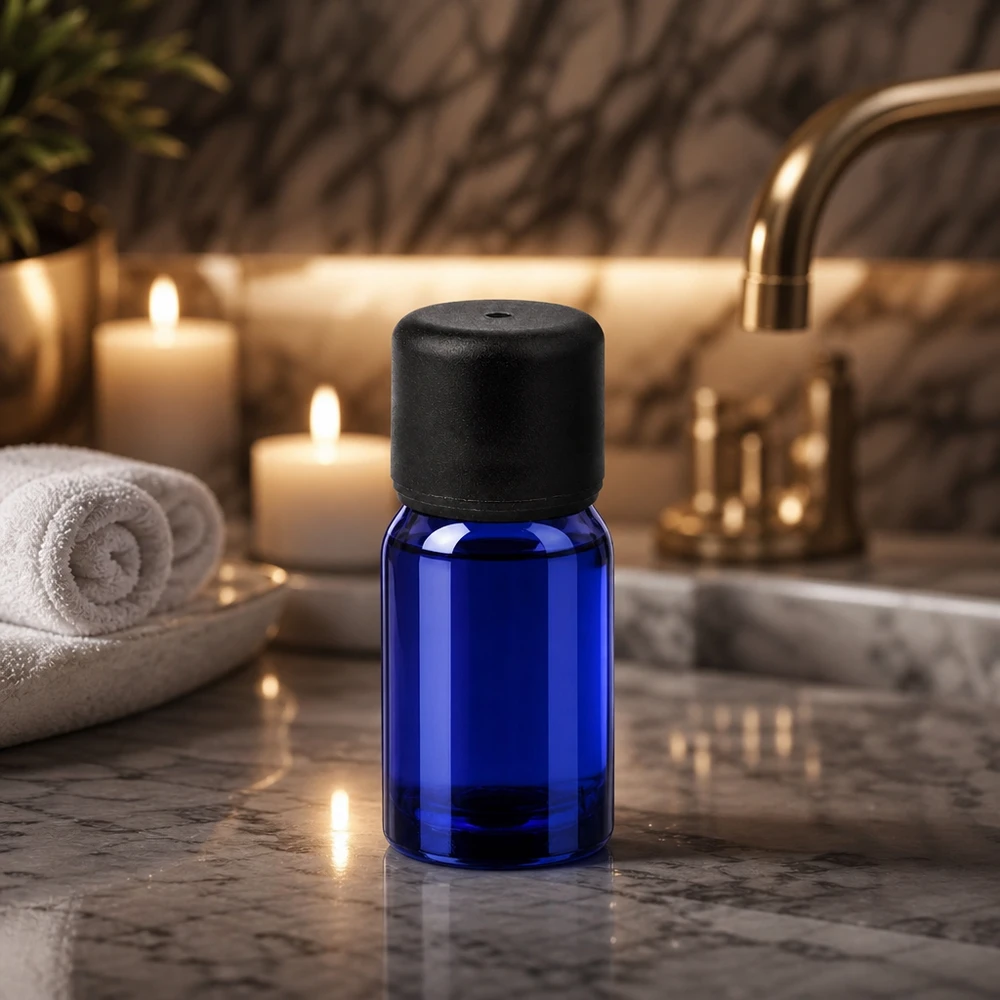 5ml Flasche 6mm Schraubverschluss schwarz Standard BlueLine UT18/5 Handliche 5ml Glasflasche blau mit dichtem Verschluss für Reise und unterwegs