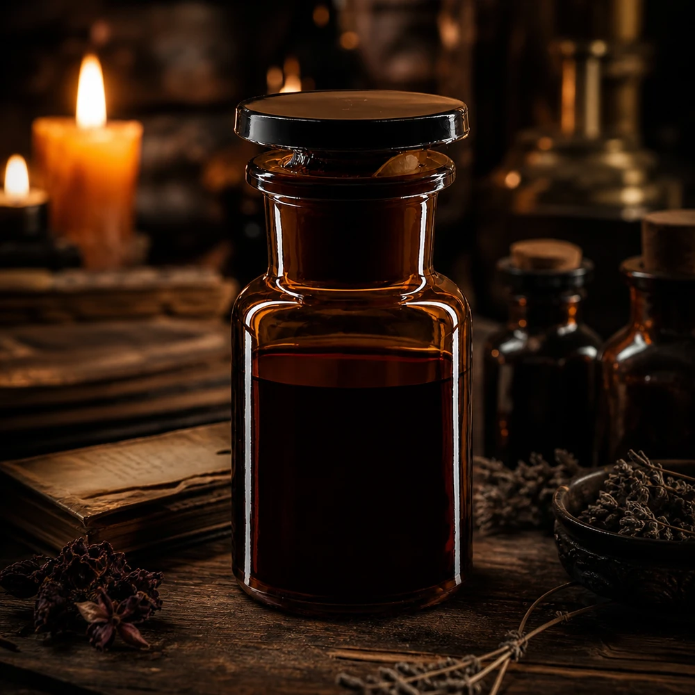 Kleine Rundschulterflasche 50ml mit breiter Öffnung und Glasstopfen für Kräuterauszüge