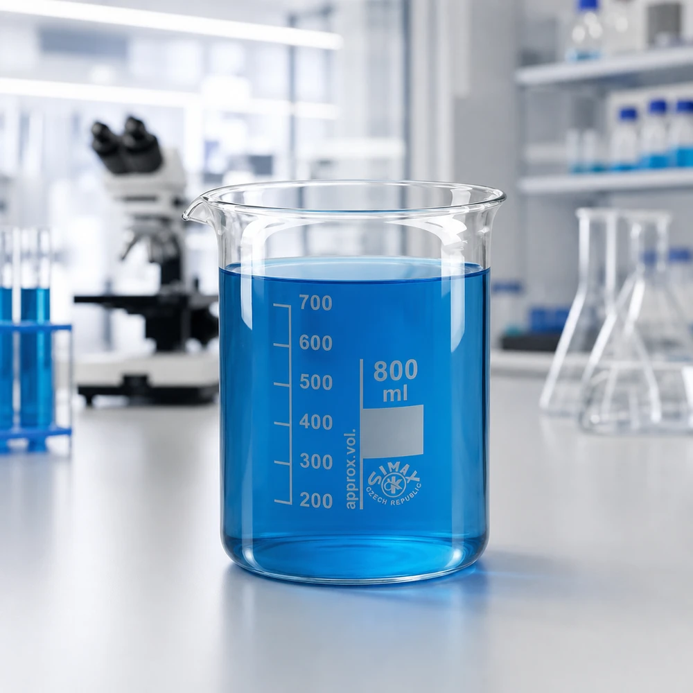 Becherglas 800ml Borosilikatglas, niedrige Form Graduiertes Becherglas 800ml Borosilikatglas niedrige Form ideal für chemische Versuche und Tests