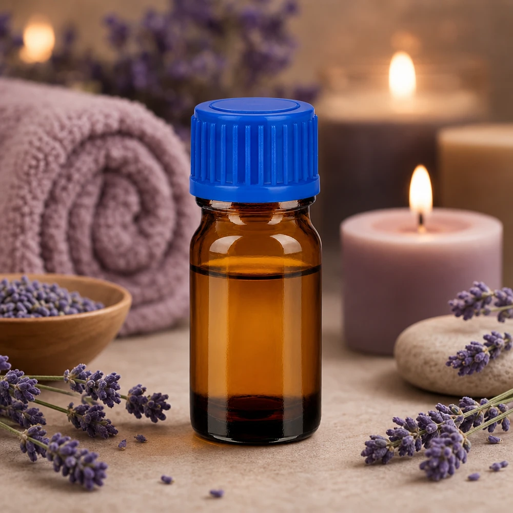 Vielseitige 5ml Braunglasflasche für Kosmetik Seren Tinkturen und Essenzen mit blauem Deckel