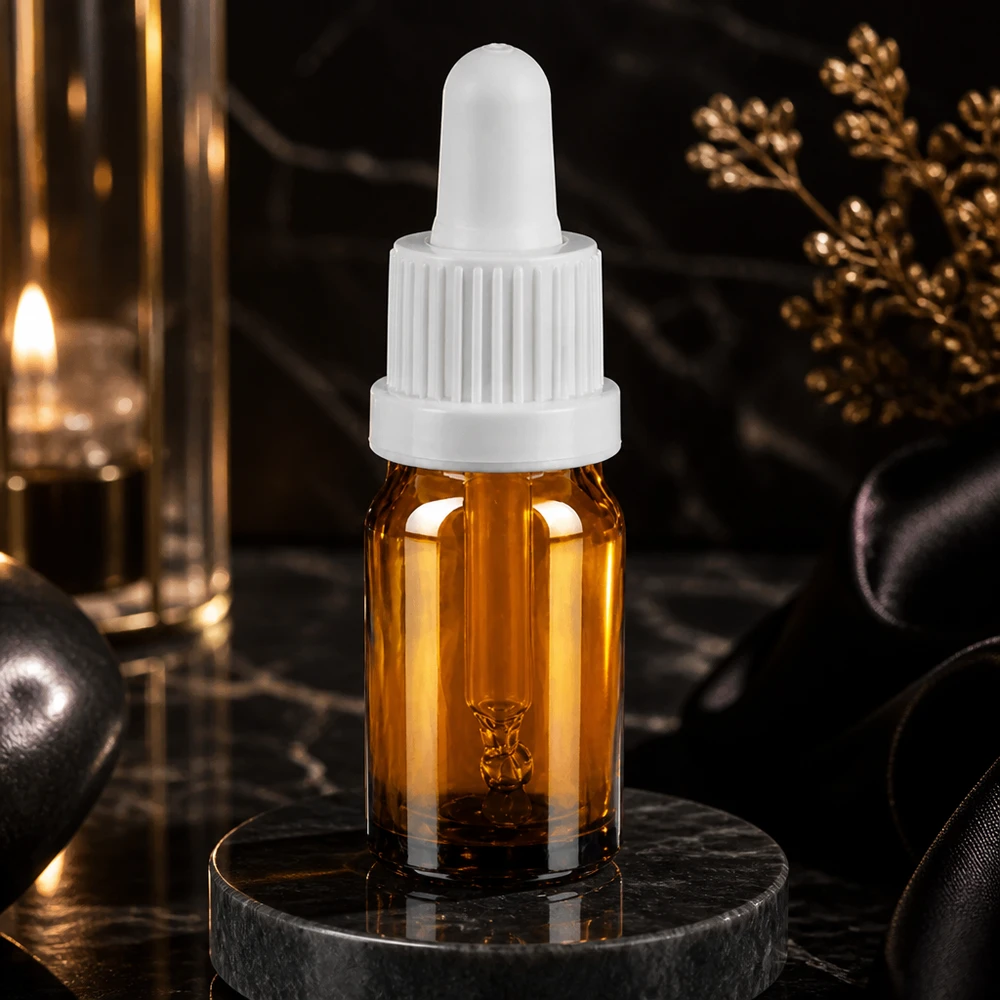 5ml Pipettenflasche weiß Originalitätsverschluss BrownLine UT18/5 Hochwertige 5ml Glasflasche mit Pipette in braun-weiß für Labor und Naturkosmetik