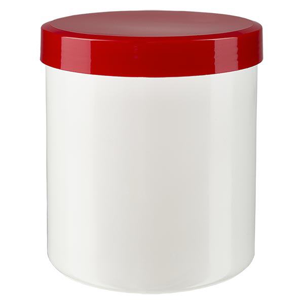 Salbenkruke 30g weiß mit rotem Schraubdeckel (Polypropylen) Salbenkruke 30g weiß mit rotem Schraubdeckel (Polypropylen)