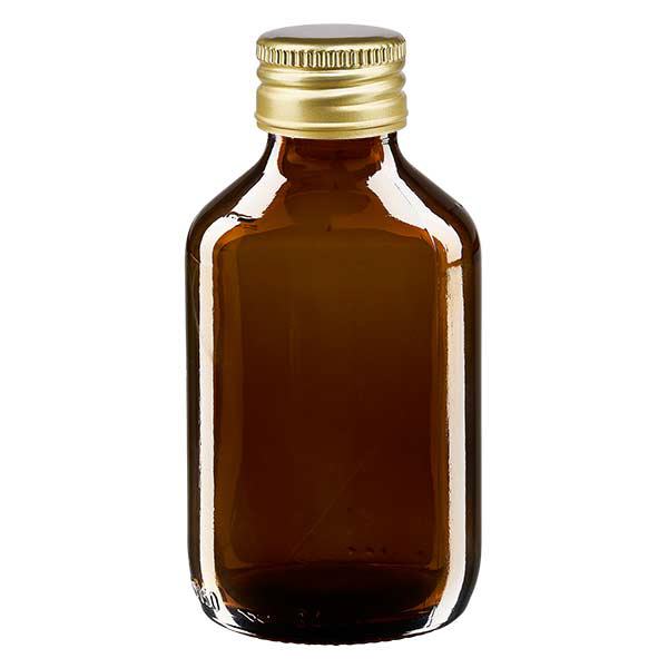 150ml Medizinflasche braun, mit Verschluss gold Aluminium ApoGlas 150ml Medizinflasche braun, mit Verschluss gold Aluminium ApoGlas