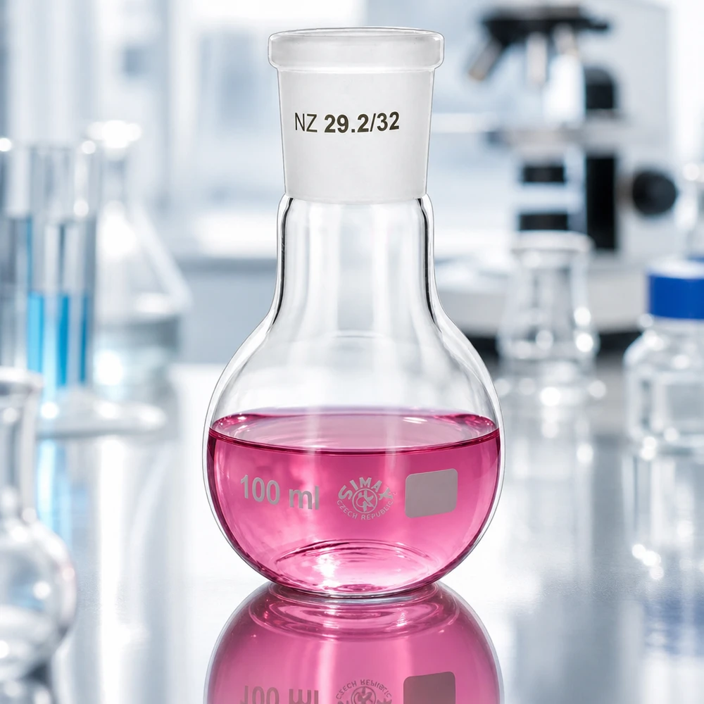 Dickwandiger Glaskolben 100ml mit präzisem NS 29/32 Schliff für sichere Laborprozesse