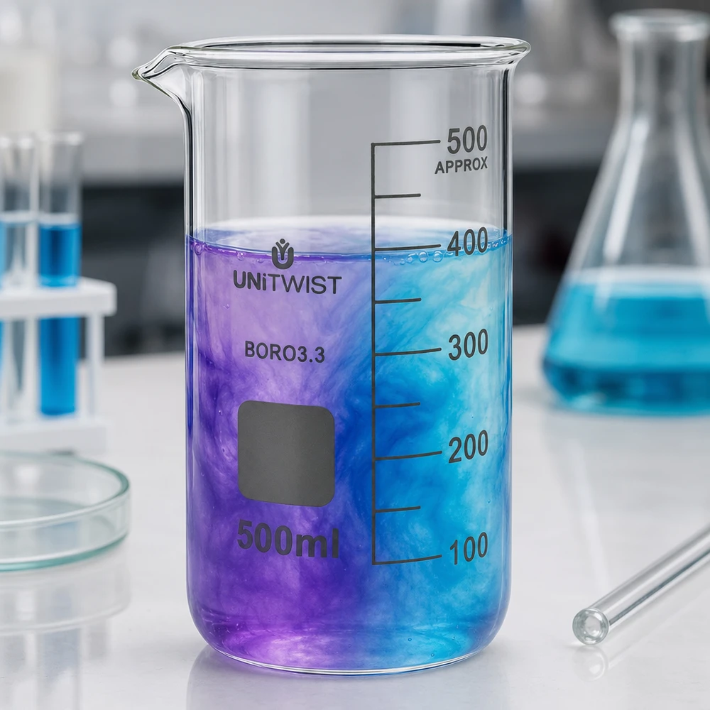 Messbecherglas 500ml hohe zylindrische Form mit Skalierung bis 500ml UNITWIST