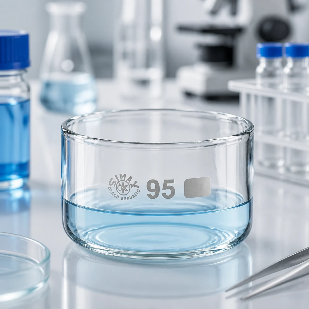 300ml Kristallisierschale ohne Ausguss Borosilikat ø95mm Transparente Kristallisierschale 95mm Durchmesser 300ml Füllvolumen Simax Laborqualität