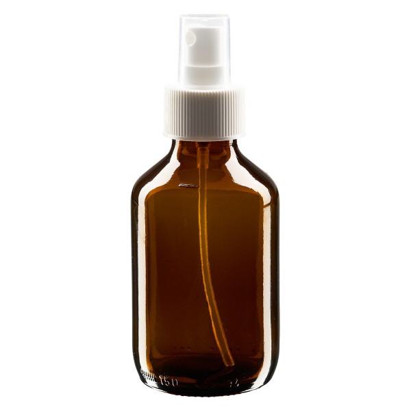 150ml Medizinflasche braun, Pumpzerstäuber weiß ApoGlas 150ml Medizinflasche braun, Pumpzerstäuber weiß ApoGlas