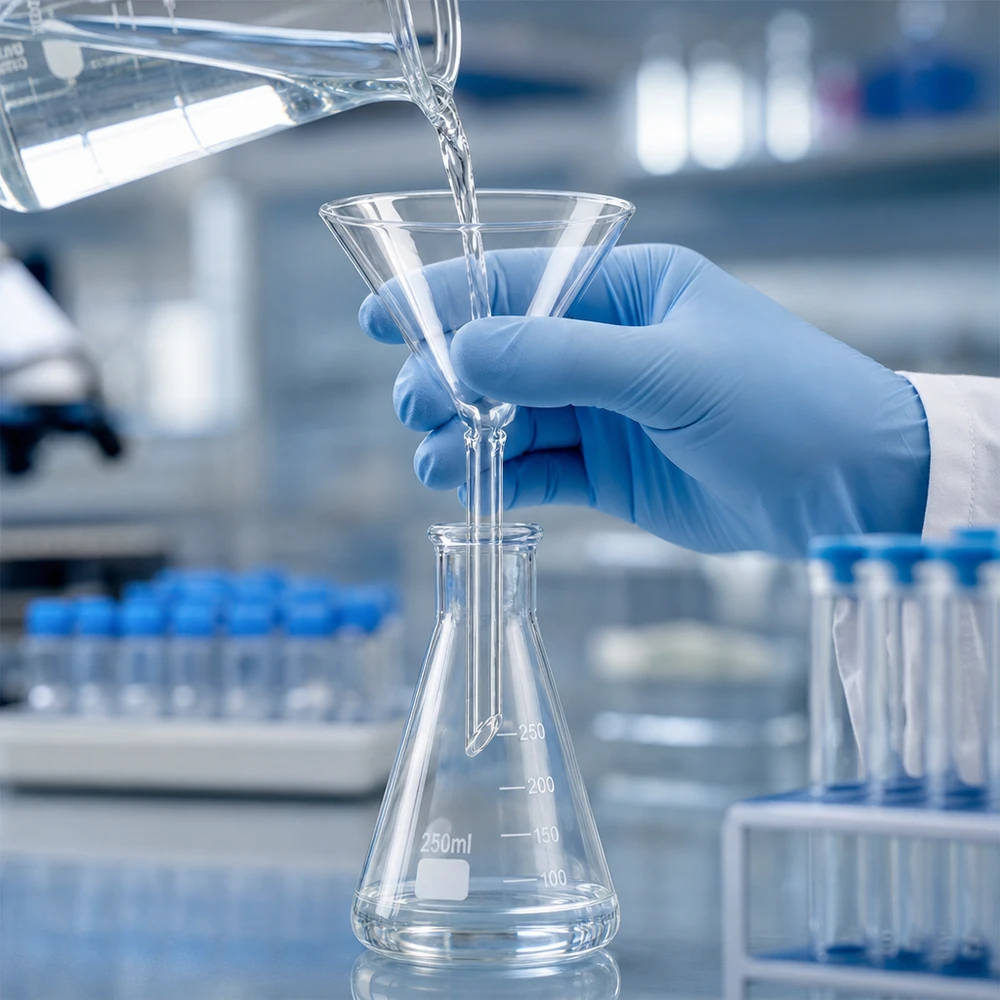 Säurebeständiger Labortrichter Borosilikat 75mm kurzer Hals für aggressive Chemikalien