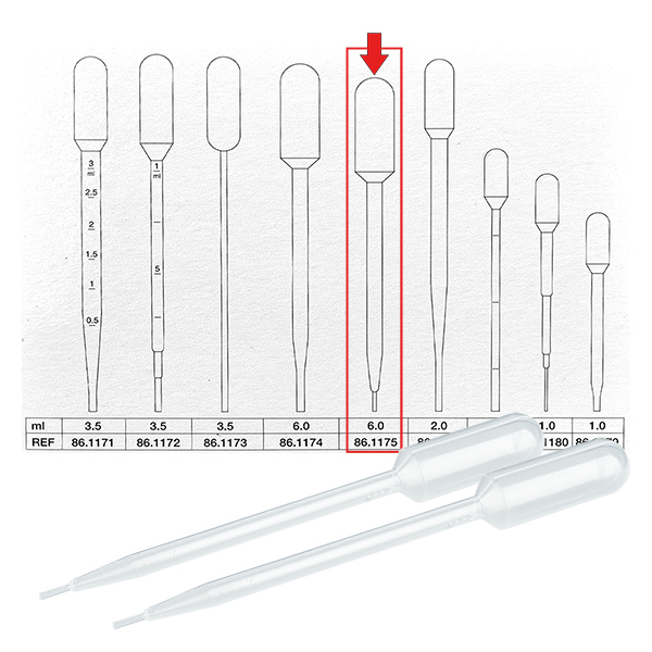 6ml Transferpipette (146x15mm) ohne Graduierung 6ml Transferpipette (146x15mm) ohne Graduierung