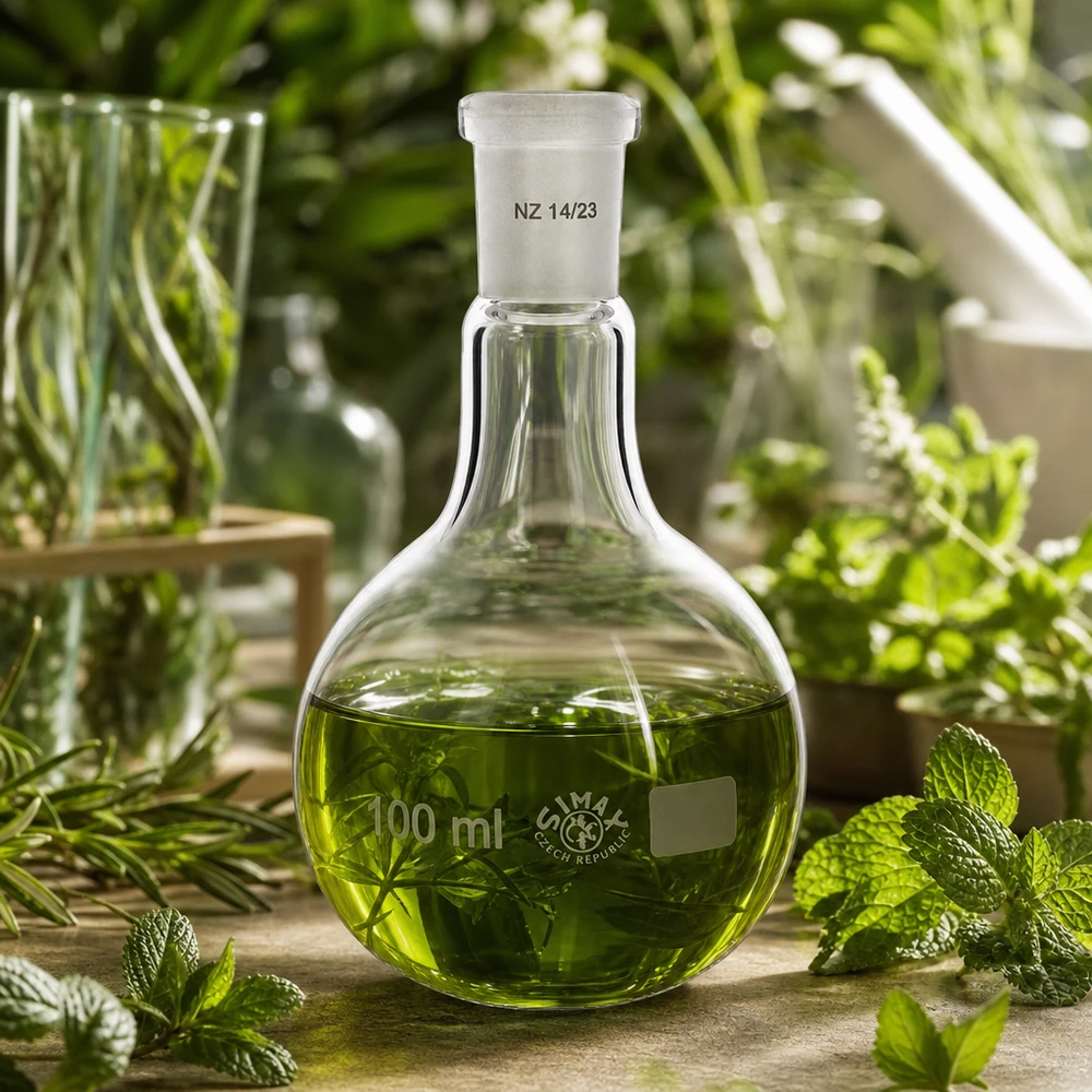 Stehkolben 100ml mit Normschliff (14/23) Stehkolben Glas 100ml Füllvolumen mit 14/23 Schliff für Aromastoff-Destillation