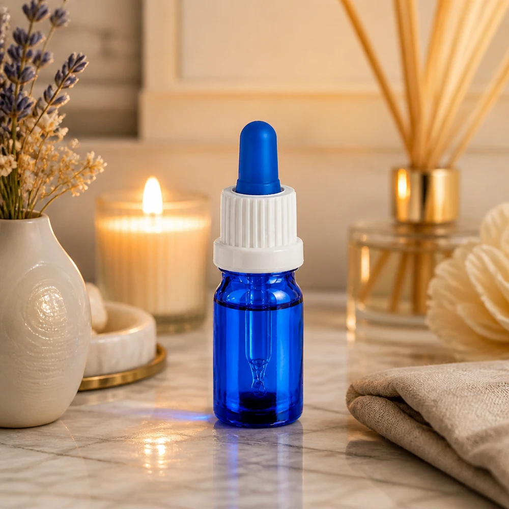 Handliche 5ml Pipettenflasche aus getöntem Glas mit weißem Verschlusssystem für den täglichen Gebrauch