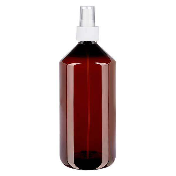 PET Flasche 1000ml mit Zerstäuber weiß