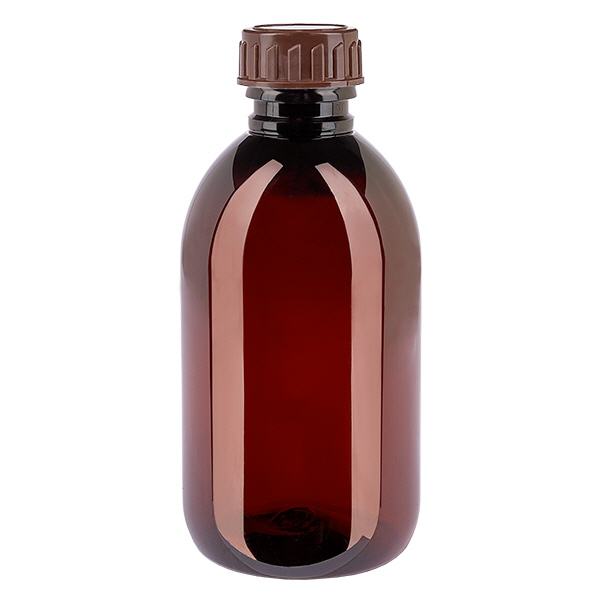 PET Flasche 250ml mit braunem Verschluss Standard PET Flasche 250ml mit braunem Verschluss Standard