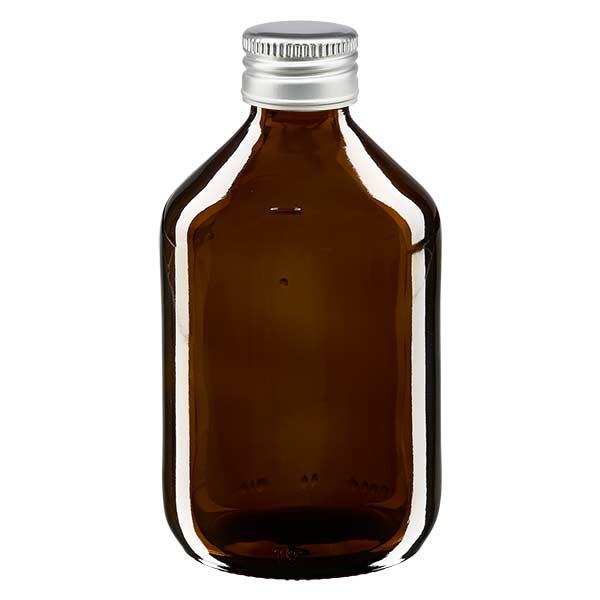 300ml Medizinflasche braun, mit Verschluss silber Aluminium ApoGlas 300ml Medizinflasche braun, mit Verschluss silber Aluminium ApoGlas