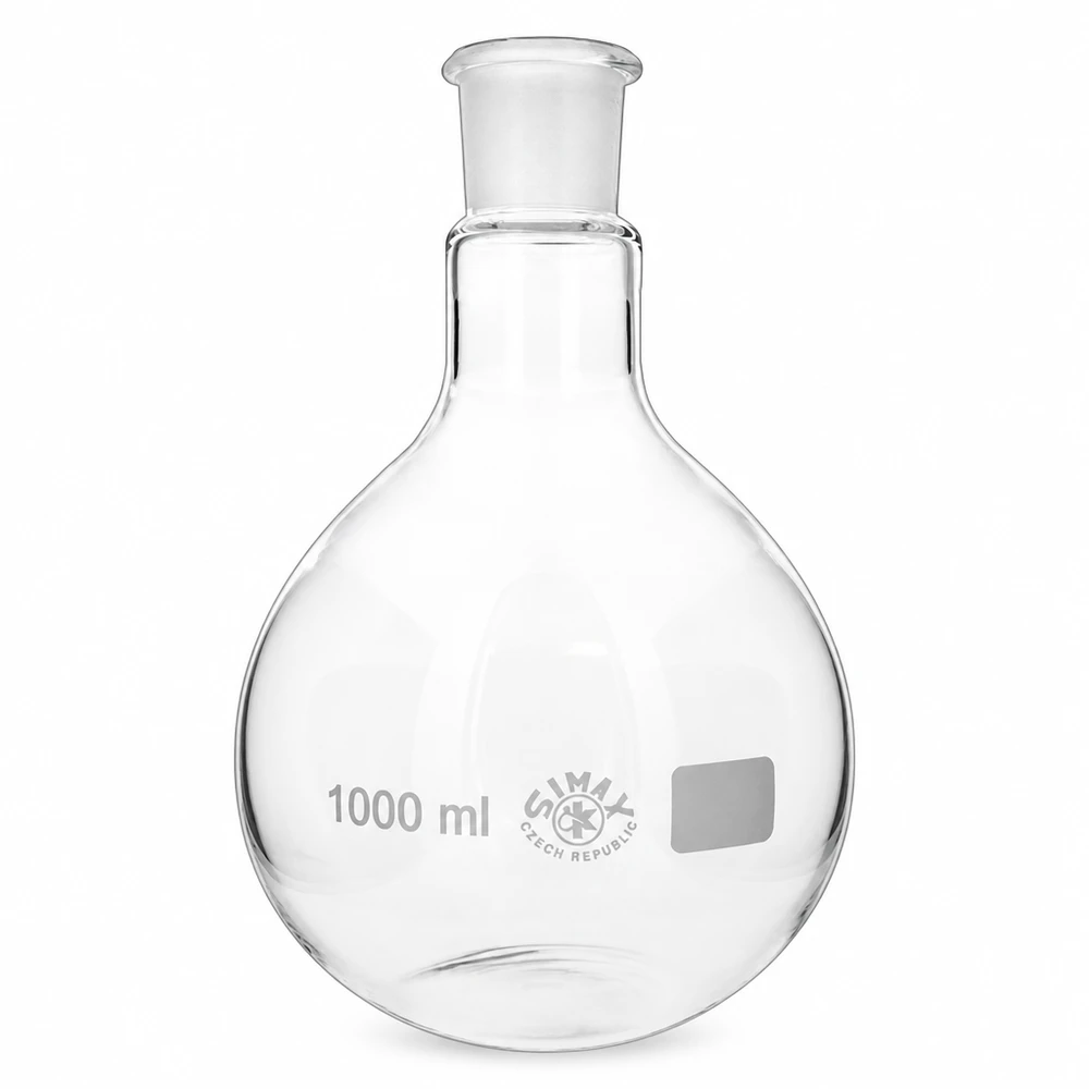 Reaktionskolben 1000ml klares Glas mit Standard-Schliffanschluss für Experimente