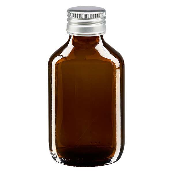 150ml Medizinflasche braun, mit Verschluss silber Aluminium ApoGlas 150ml Medizinflasche braun, mit Verschluss silber Aluminium ApoGlas
